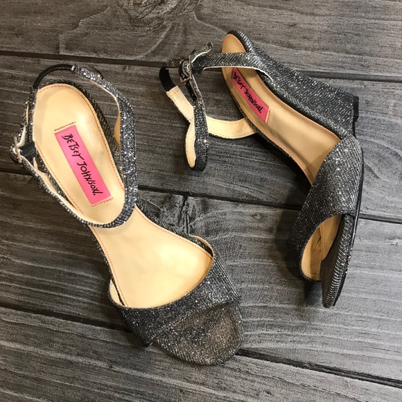 Sparkle Midnight Peep Toe Wedge Sandal - Picture 3 of 6